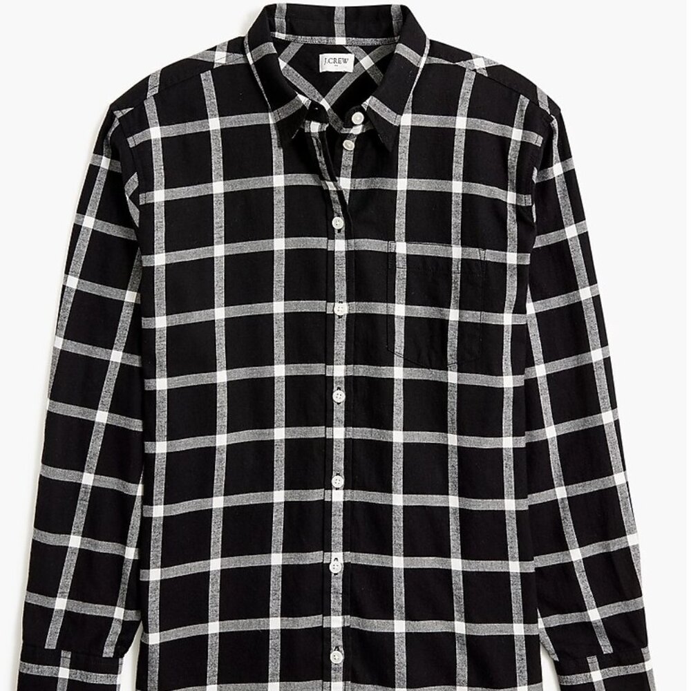 J. Crew Plaid Oversized Flannel 100% Cotton Button Down Shirt Women's Small S